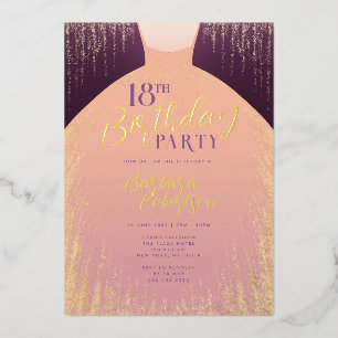 Invitation En Aluminium Robe Pailletée Rose Gold Élégante pour 18e Anniver