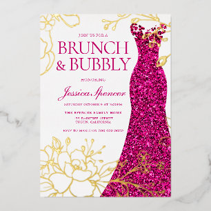 Invitation En Aluminium Robe rose floral brunch pétillant enterrement de v