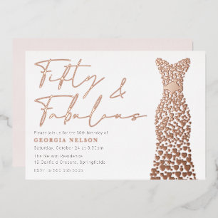 Invitation En Aluminium Robe rose Gold Foil Cinquante et cinq ans