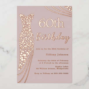 Invitation En Aluminium Robe rose Gold Foil rose élégant 60e anniversaire