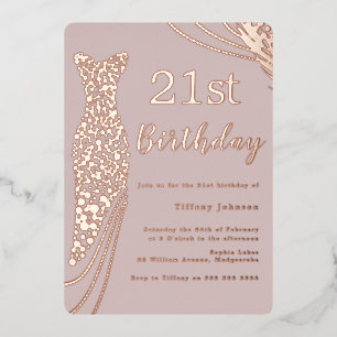 Invitation En Aluminium Robe Rose Gold Foil Rose Élégante 21e Anniversaire