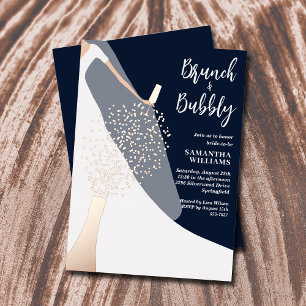 Invitation En Aluminium Robes et voile Baby Shower Bleu Nuit