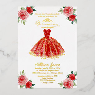 Invitation En Aluminium Robes rouges pour Quinceanera