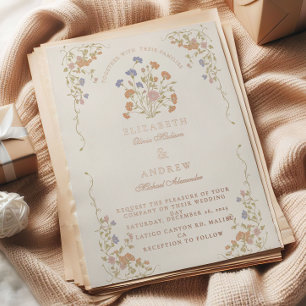 Invitation En Aluminium Rococo Floral Antique Frame Mariage
