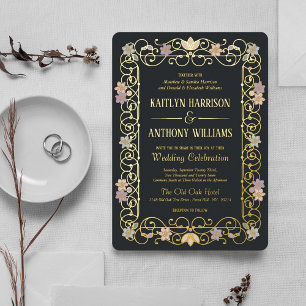 Invitation En Aluminium Rococo Revival Élégant Mariage Floral Vintage
