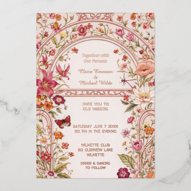 Invitation En Aluminium Romantic floral garden (Recto)