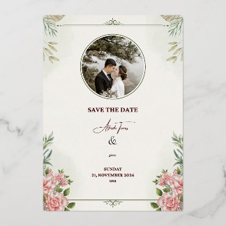 Invitation En Aluminium Romantic Floral “Save the Date” Wedding Card – Ele