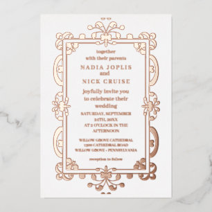 Invitation En Aluminium romantique Art nouveau mariage or rose