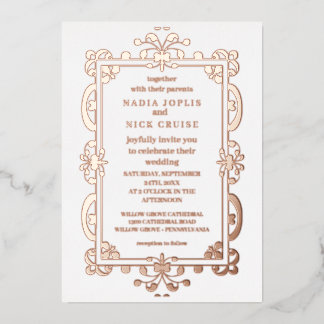 Invitation En Aluminium romantique Art nouveau mariage or rose