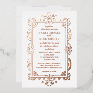 Invitation En Aluminium romantique Art nouveau mariage rose or foil invit
