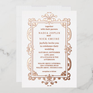 Invitation En Aluminium romantique Art nouveau mariage rose or foil invit