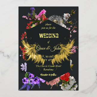 Invitation En Aluminium Romantique Coloré Floral Mariage de frontière géom