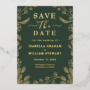 Invitation En Aluminium Romantique Floral Dark Green Mariage Enregistrer L