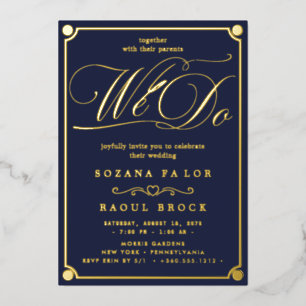 Invitation En Aluminium Romantique Gold Foil Emerald Flourdir Nous faisons