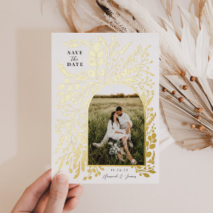 Invitation En Aluminium Romantique Peint Arc Floral Photo   Enregistrer La