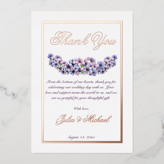Invitation En Aluminium Romantique Poétique Lilac Aquarelle Mariage Floral (Recto)