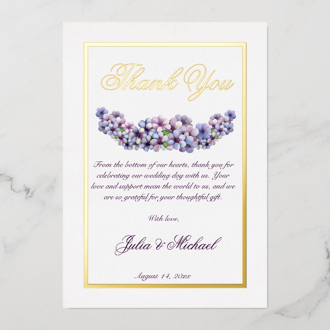 Invitation En Aluminium Romantique Poétique Lilac Aquarelle Mariage Floral (Recto)