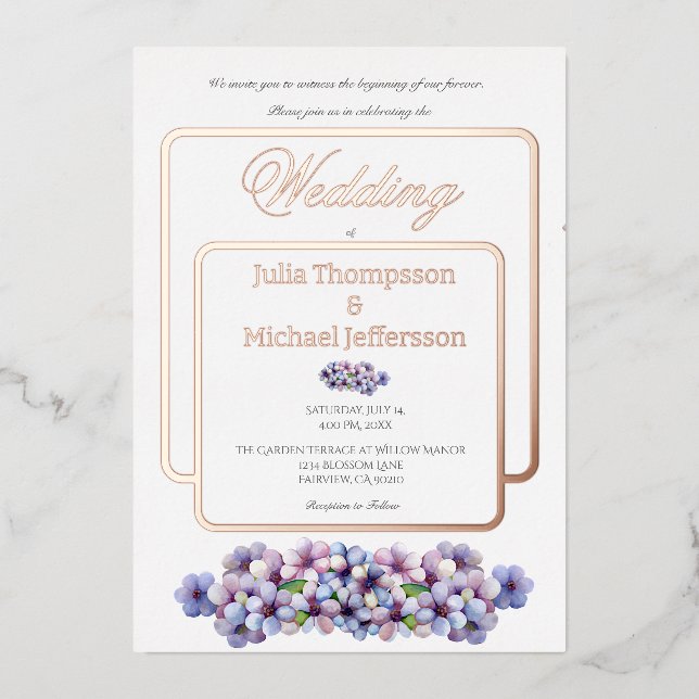 Invitation En Aluminium Romantique Poétique Lilac Aquarelle Mariage Floral (Recto)