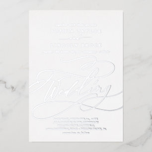 Invitation En Aluminium Romantique Silver Foil Calligraphie Flourdissant M
