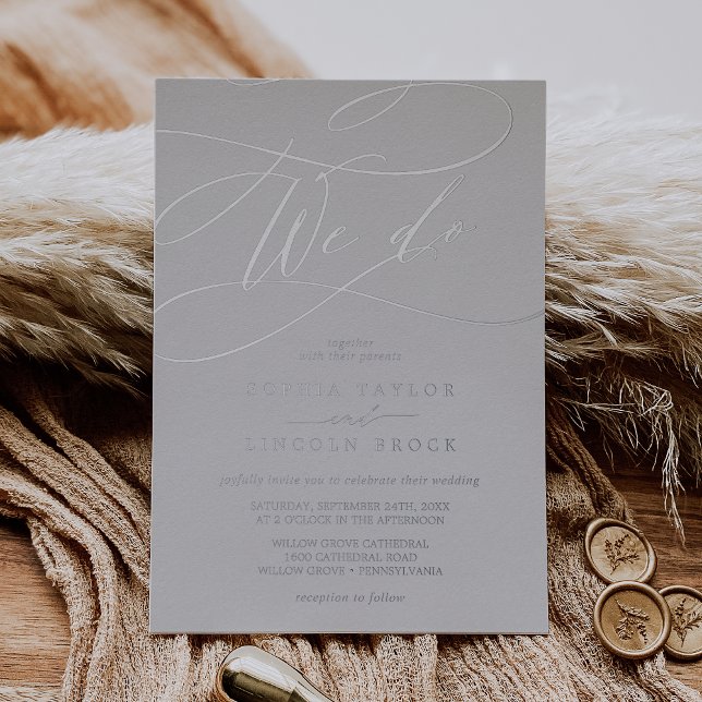 Invitation En Aluminium Romantique Silver Gris | Flourver nous faisons Mar (Créateur téléchargé)