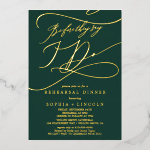 Invitation En Aluminium Romantique Vert et Doré Feuille Avant Que Je Répèt