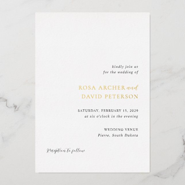 Invitation En Aluminium Rosa Elegant Mariage moderne (Recto)
