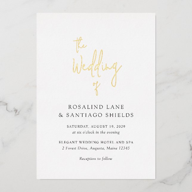 Invitation En Aluminium Rosalind Typographie moderne Mariage élégant (Recto)