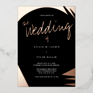 Invitation En Aluminium Rose Abstrait Gold Burnt Orange Typographie Mariag