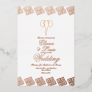 Invitation En Aluminium Rose africain Gold Ankara Mariage Pressing   