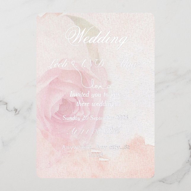 Invitation En Aluminium rose argent chic  (Recto)