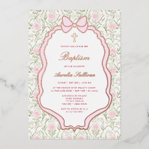 Invitation En Aluminium Rose Baptême du cadre de la croupe rose