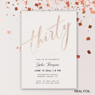 Invitation En Aluminium Rose blanche Or moderne élégant 30e anniversaire
