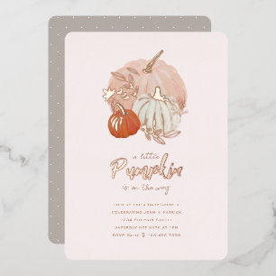 Invitation En Aluminium Rose brillant or et Baby shower Citrouille rose