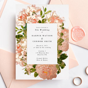 Invitation En Aluminium Rose chatoyant Gold Romance Mariage aquarelle