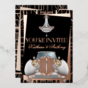 Invitation En Aluminium Rose classique GOLD Gatsby Déco Mariage Foil Invit
