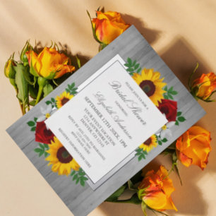 Invitation En Aluminium Rose de tournesol Automne Floral Fête des mariées 