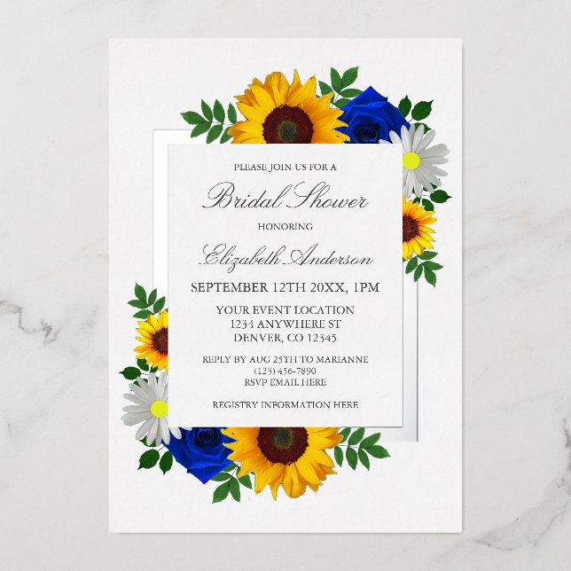 Invitation En Aluminium Rose de tournesol Daisy Automne Fête des mariées f (Recto)