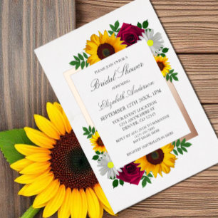 Invitation En Aluminium Rose de tournesol Daisy Automne Fête des mariées f