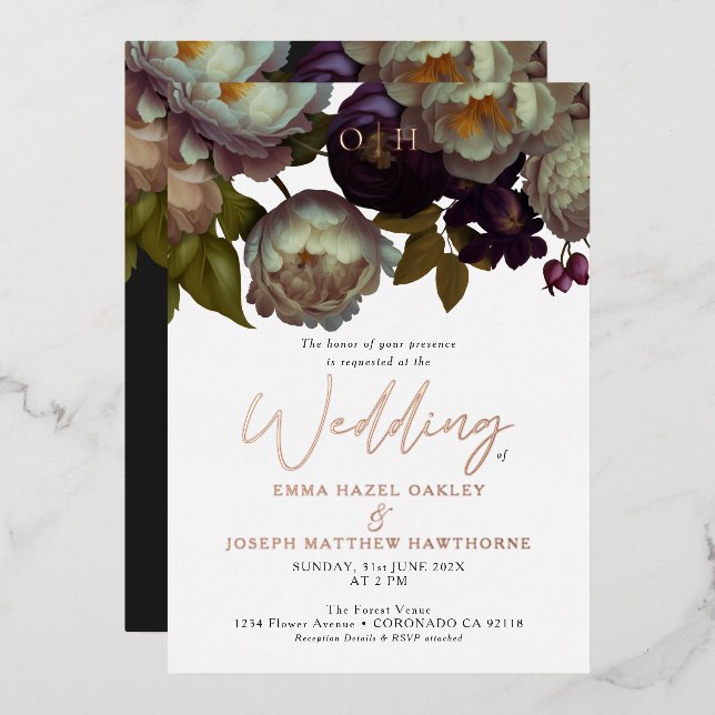 Invitation En Aluminium Rose d'été Boho Mariage d'estime Vintage (Recto/Verso)