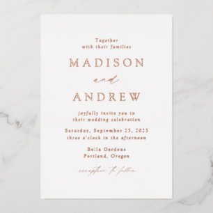 Invitation En Aluminium Rose d'or Elegance moderne Mariage