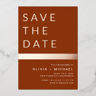 Invitation En Aluminium Rose en terre cuite or Boho Enregistrer la date El