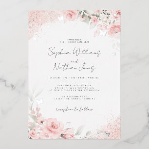Invitation En Aluminium Rose Fardée Mariage Papillon Argenté Mariage
