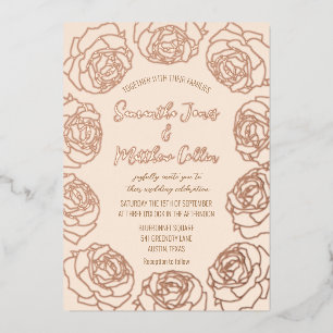 Invitation En Aluminium Rose Floral Boho Blush Pink Gold Mariage