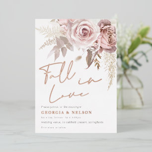 Invitation En Aluminium Rose Floral moderne Blush Gold Chute en Mariage d'