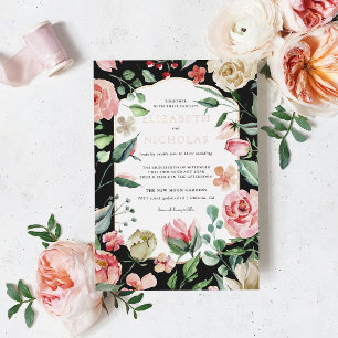 Invitation En Aluminium Rose foncée Fleurs de mariage romantiques de pri