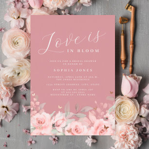 Invitation En Aluminium Rose Gold Amour en Fleur Rose Clair Enterrement de