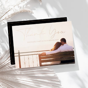 Invitation En Aluminium Rose Gold Black Photo Mariage Merci Rose