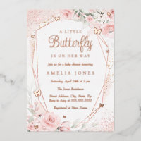 Rose Gold Blush Pink Butterfly Baby shower Floral