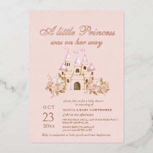 Invitation En Aluminium Rose Gold & Blush Pink Princess Baby shower