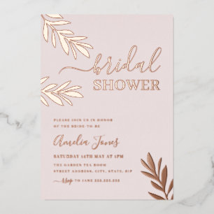 Invitation En Aluminium Rose Gold Bohème Feuille Mariage